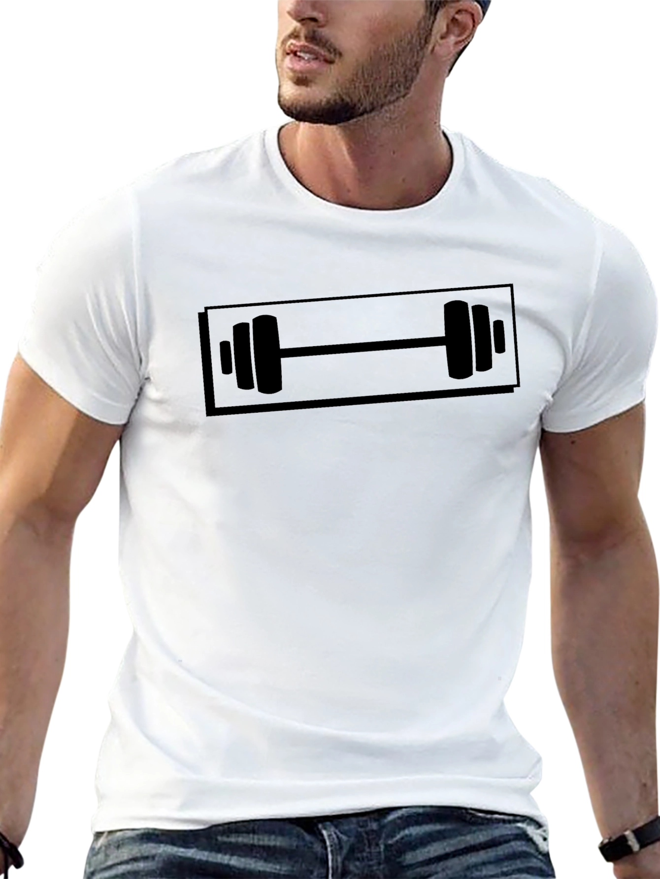 Workout Barbell Graphic Black T-Shirt