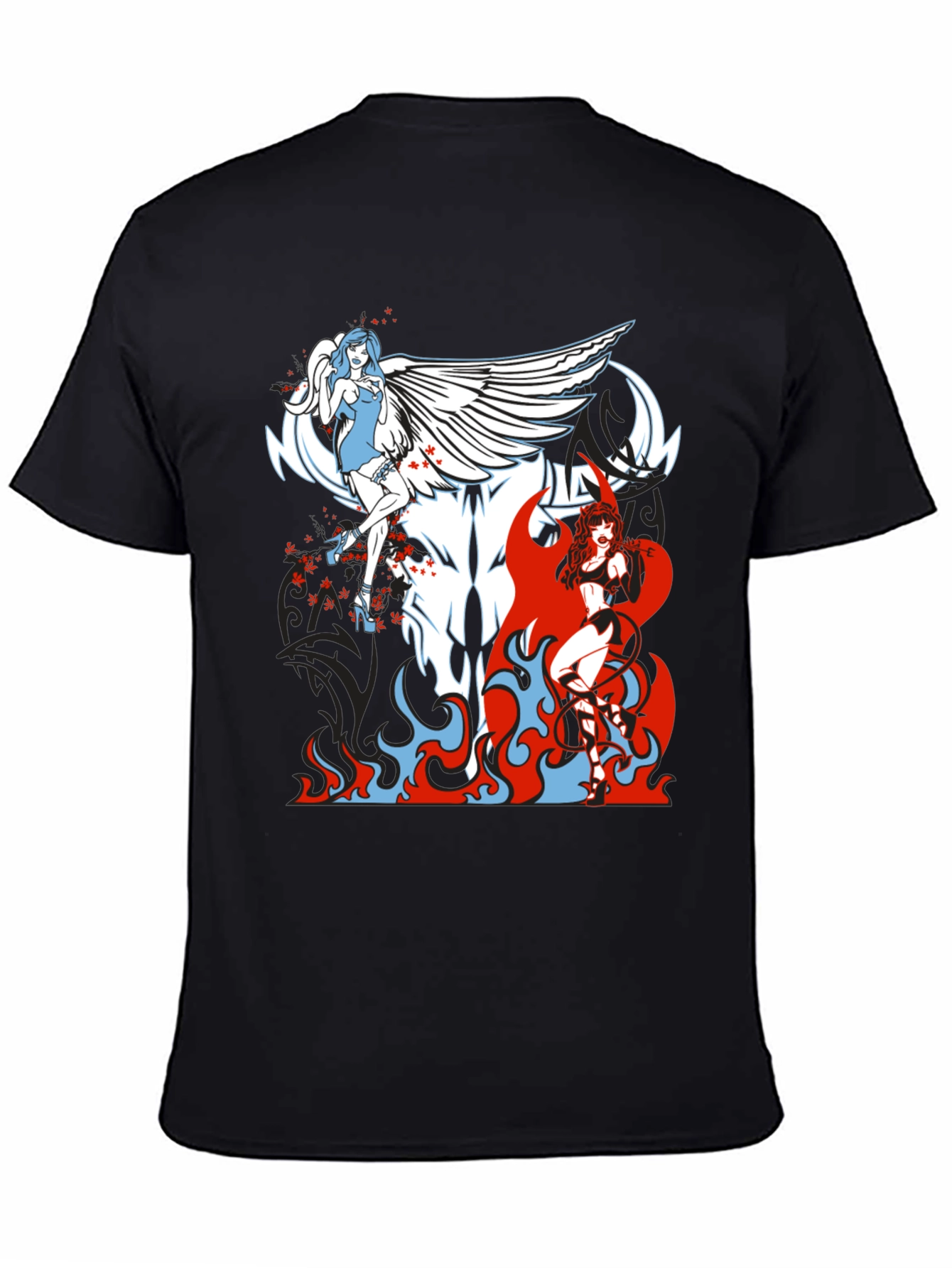 Angel & Devil Graphic Tee - Black