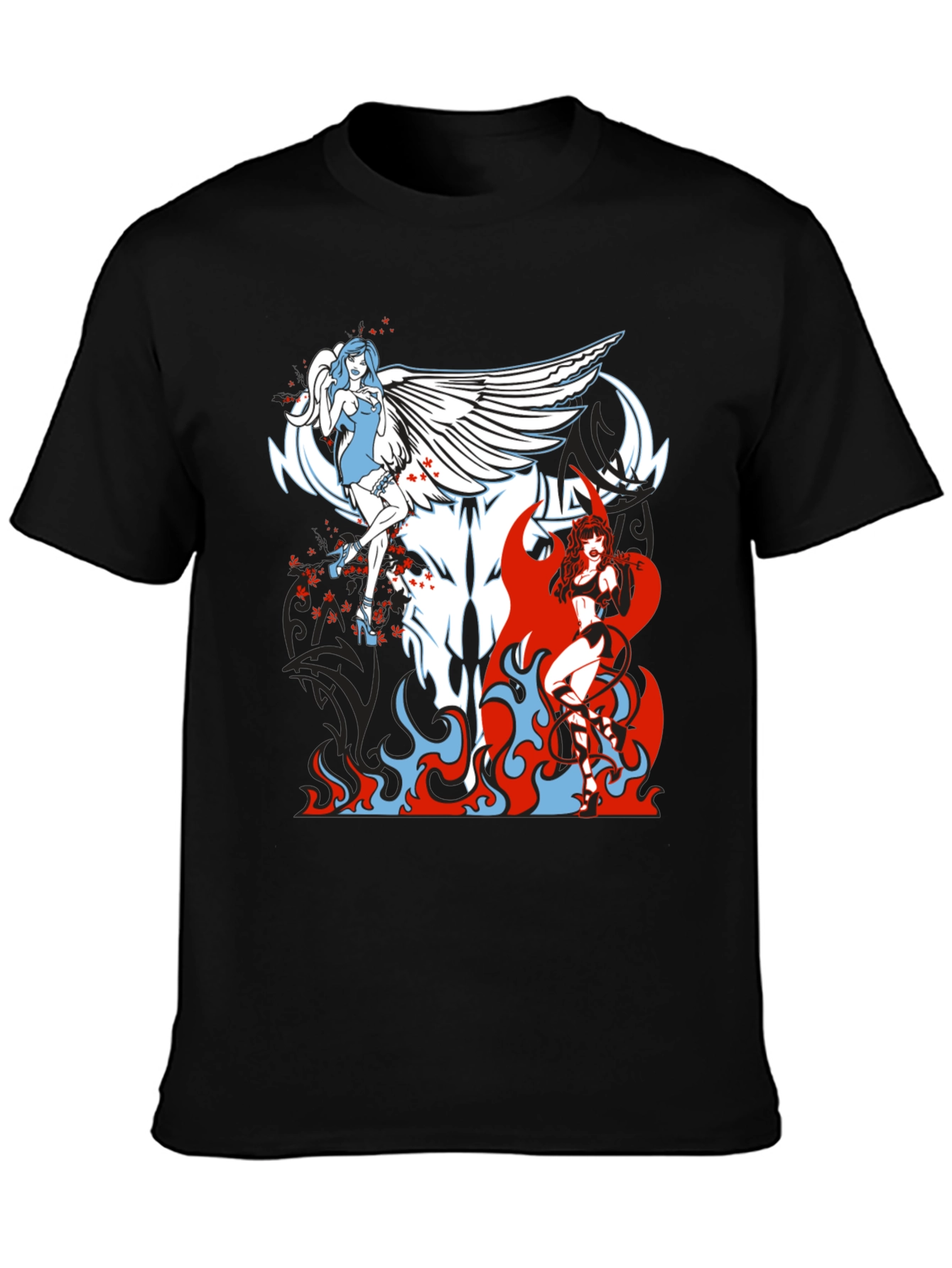 Angel & Devil Graphic Tee - Black
