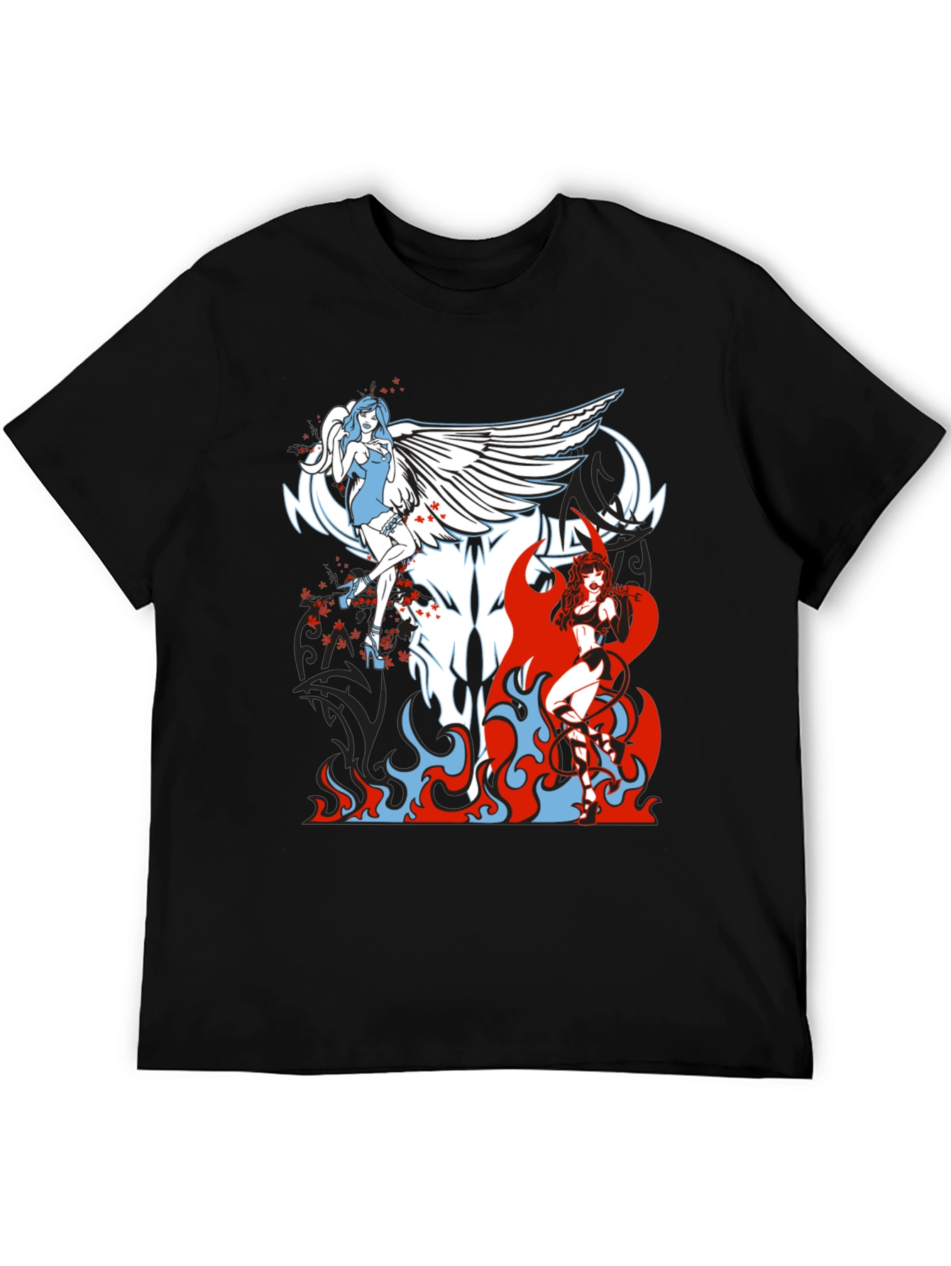 Angel & Devil Graphic Tee - Black