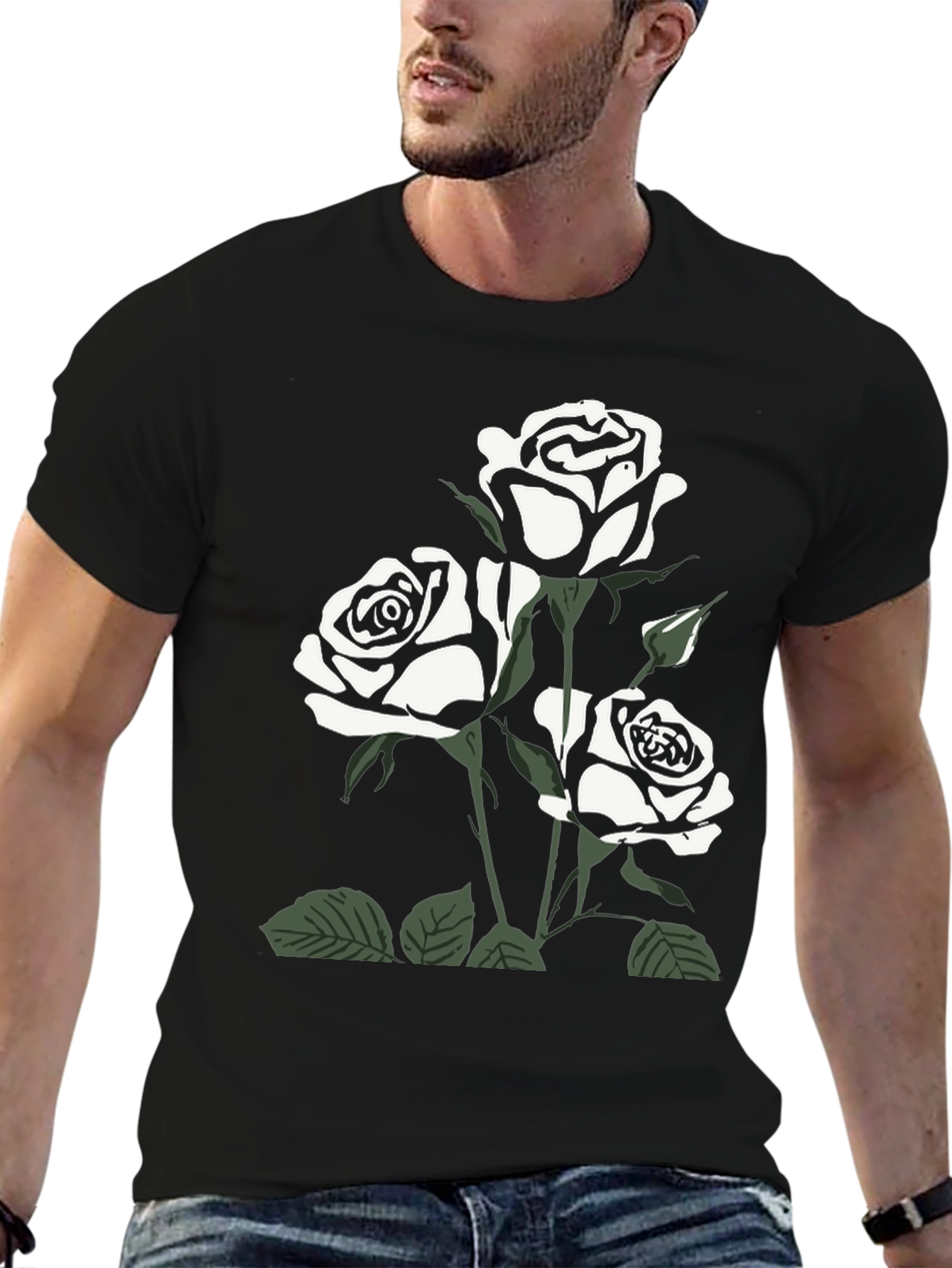 Black Rose Graphic Tee for Men