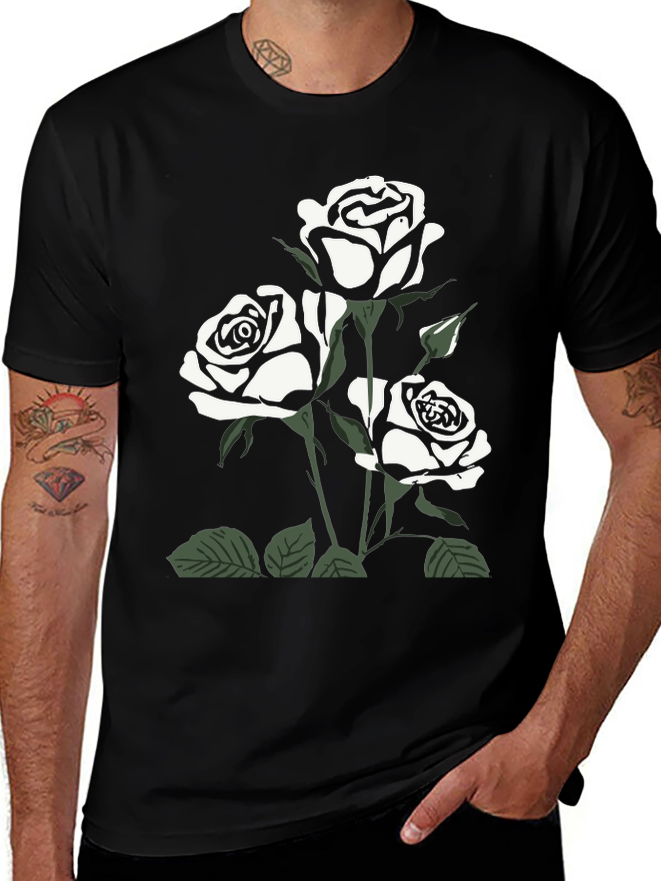 Black Rose Graphic Tee for Men
