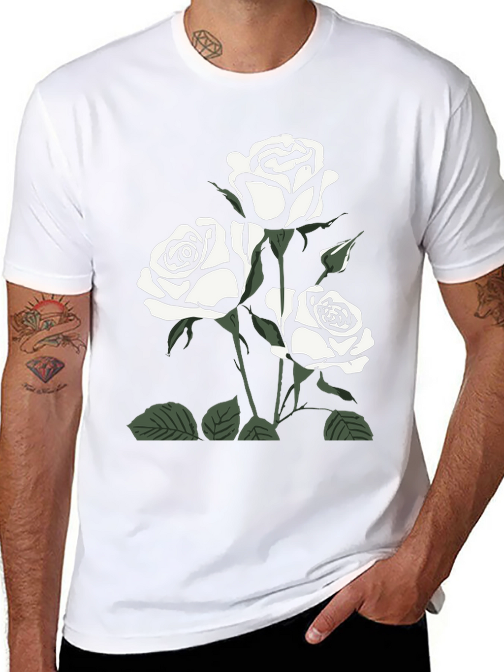 Black Rose Graphic Tee for Men