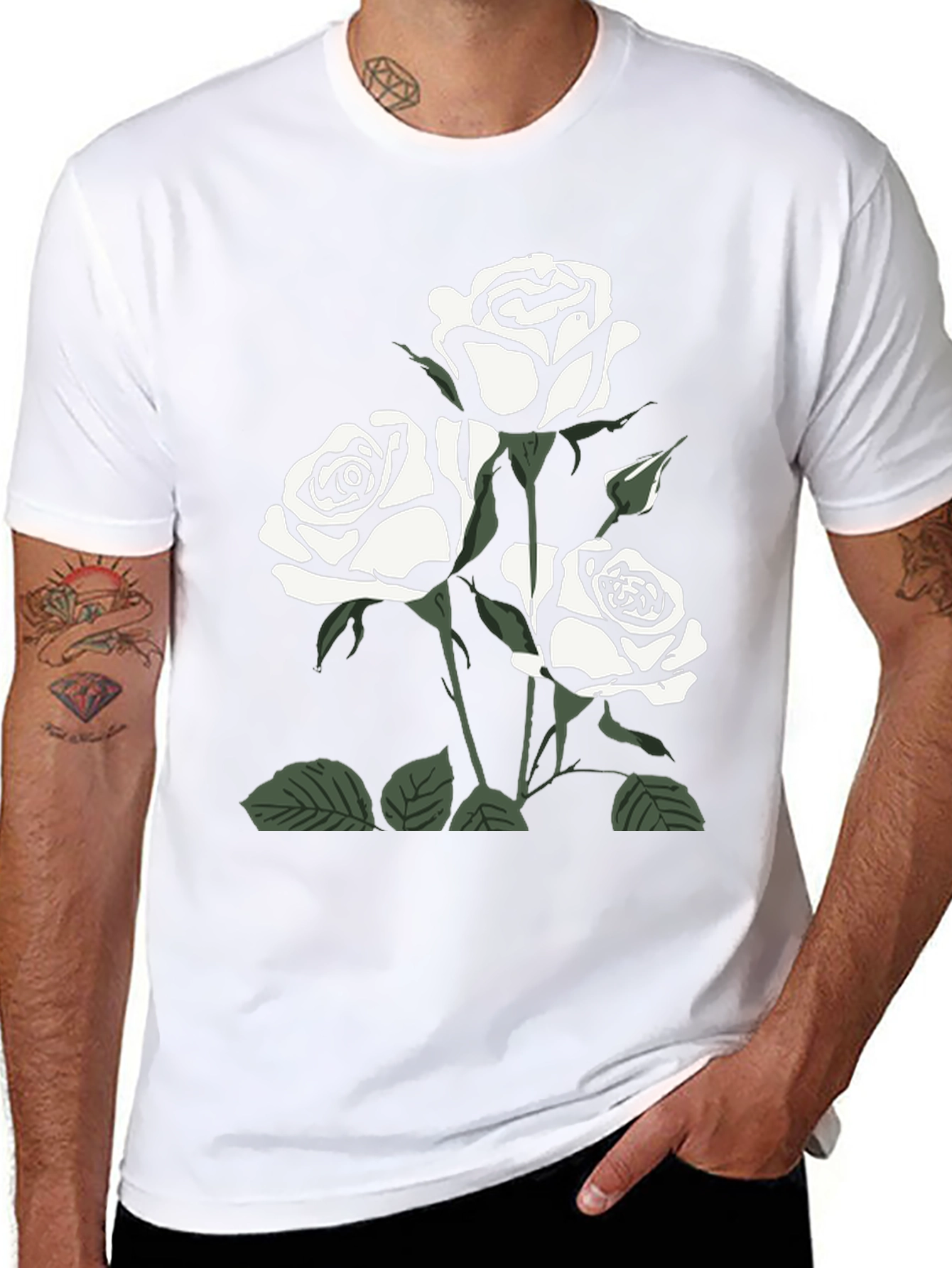 Black Rose Graphic Tee for Men