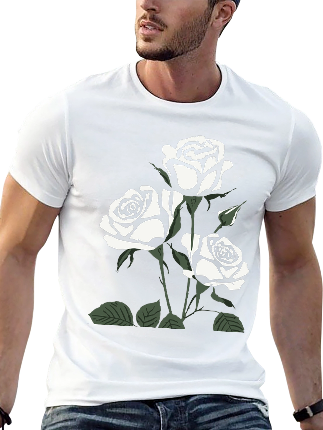 Black Rose Graphic Tee for Men