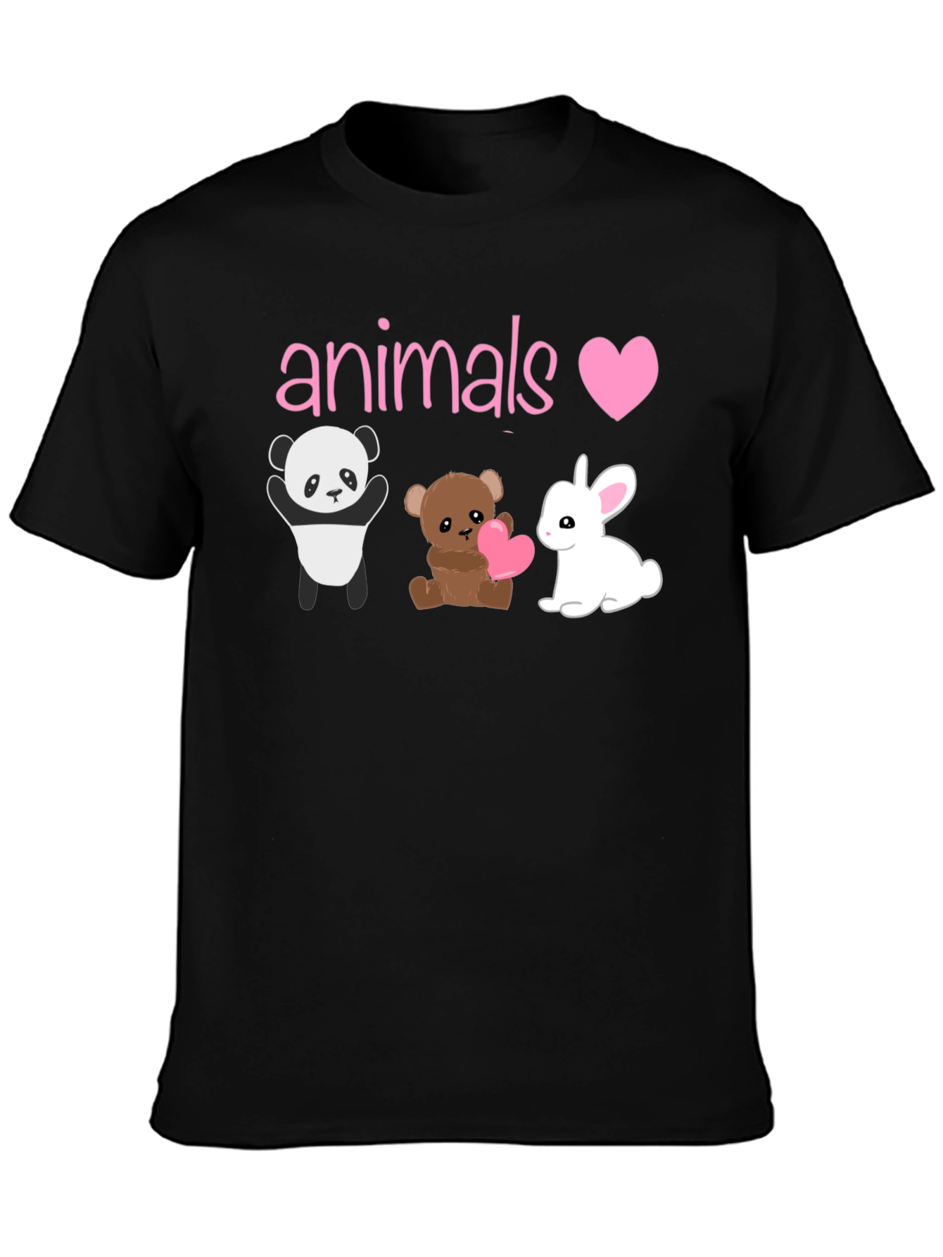 Animals Love T-Shirt: Panda Bear & Bunny Graphic Tee
