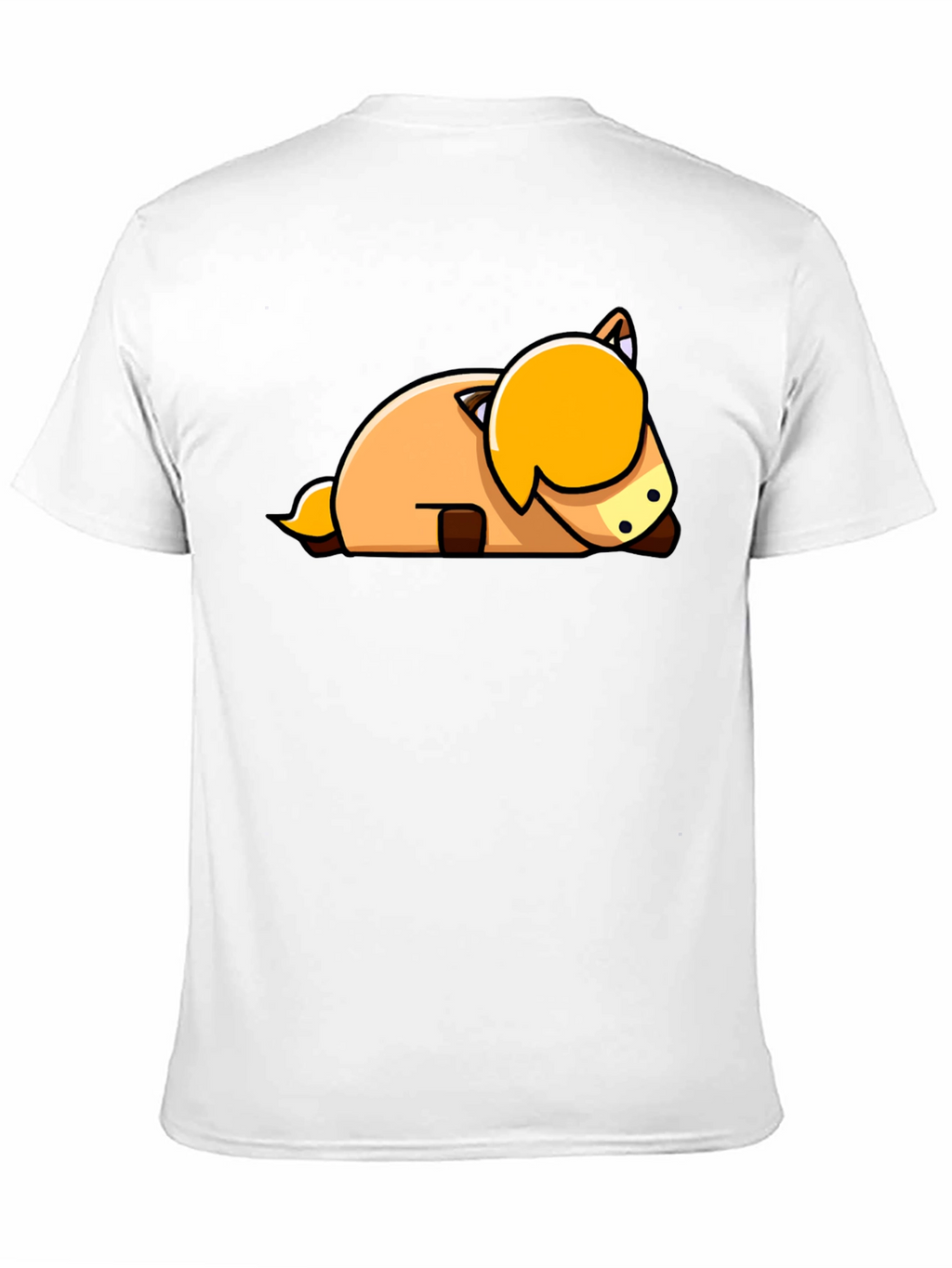 Cute Cartoon Horse Laying Down Black T-Shirt