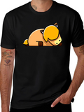 Cute Cartoon Horse Laying Down Black T-Shirt