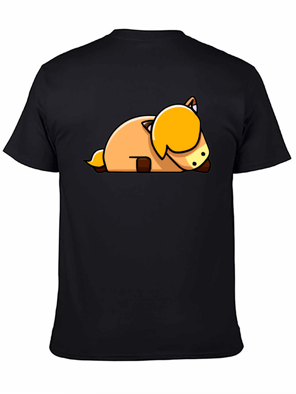 Cute Cartoon Horse Laying Down Black T-Shirt