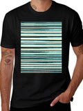 Striped Print Black T-Shirt