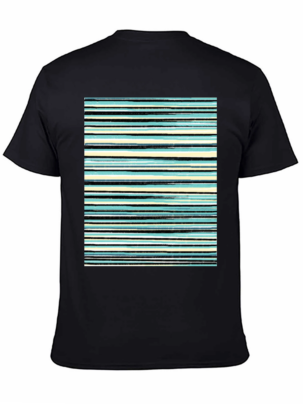Striped Print Black T-Shirt