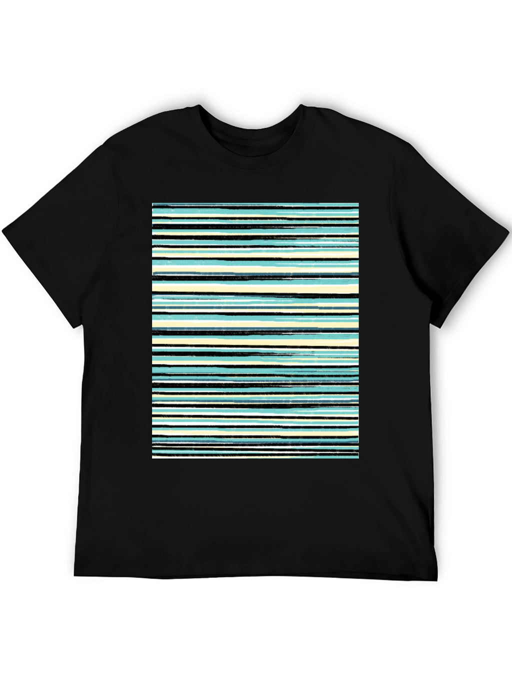 Striped Print Black T-Shirt