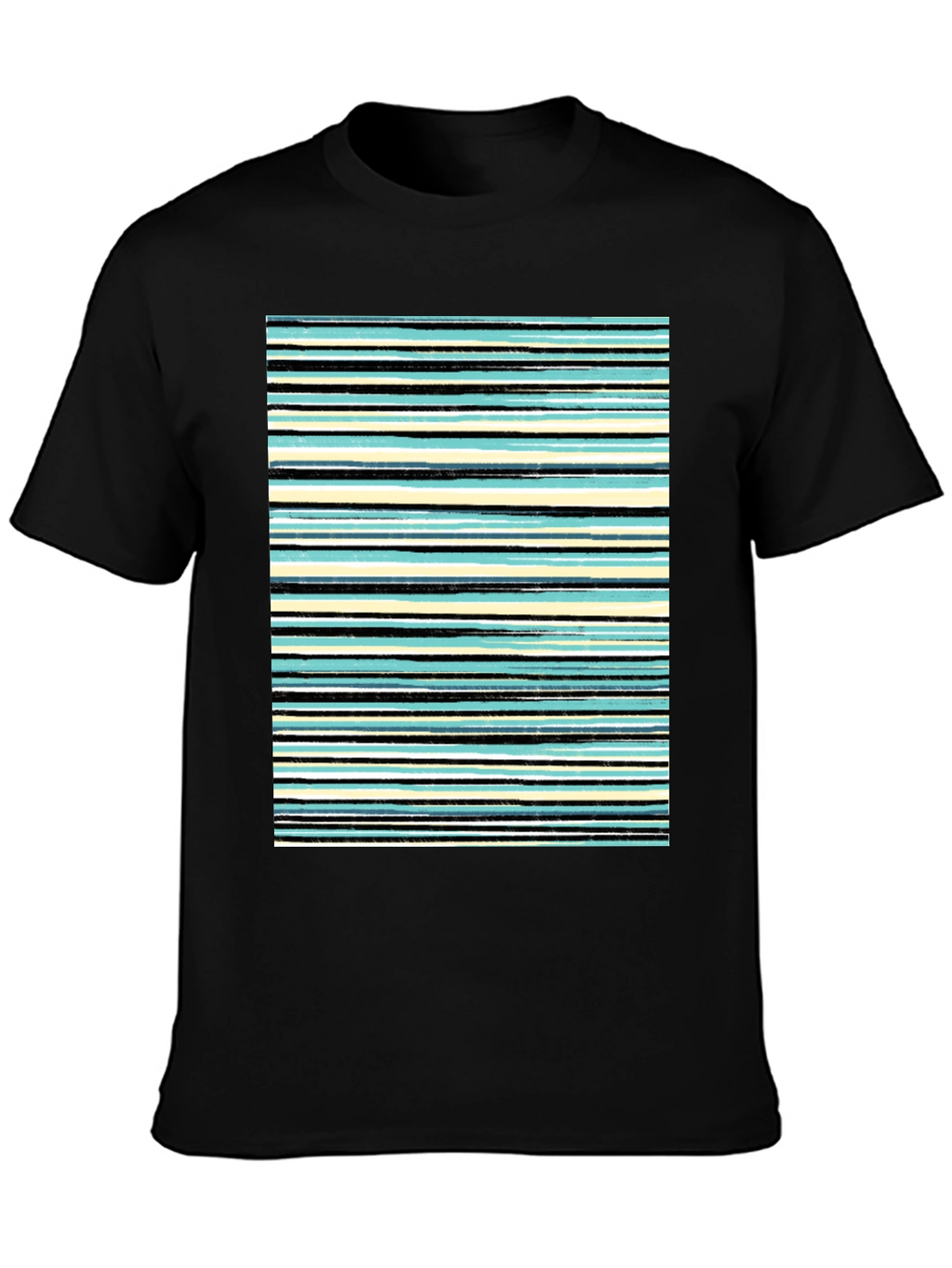 Striped Print Black T-Shirt