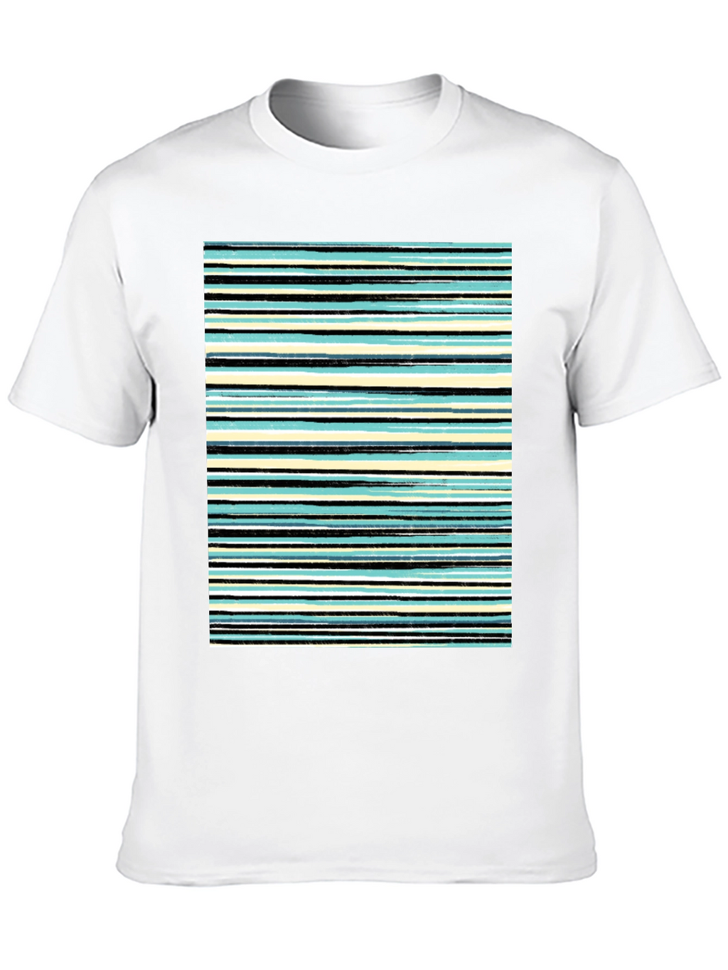 Striped Print Black T-Shirt