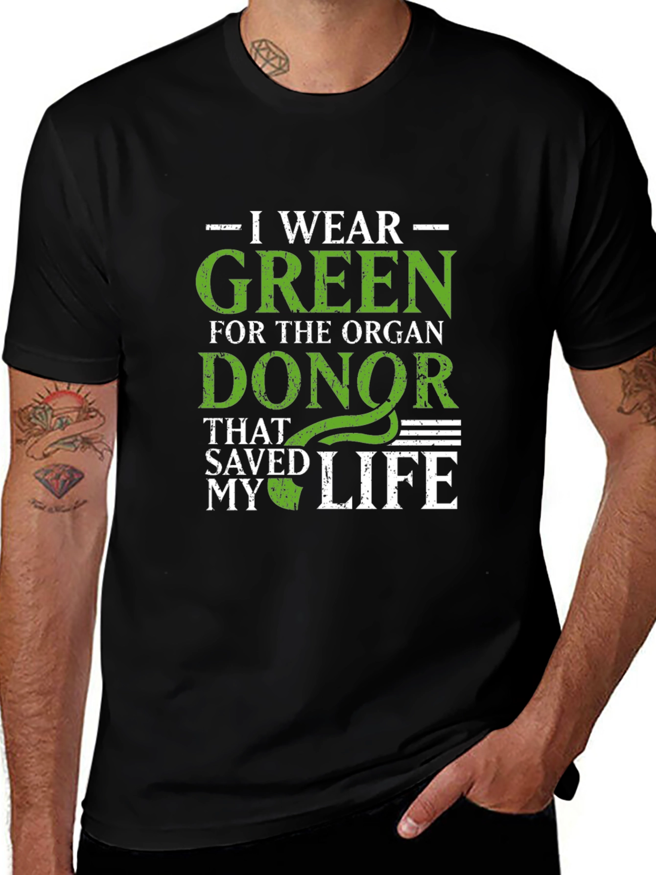 Organ Donor Awareness T-Shirt - Green Ribbon Design