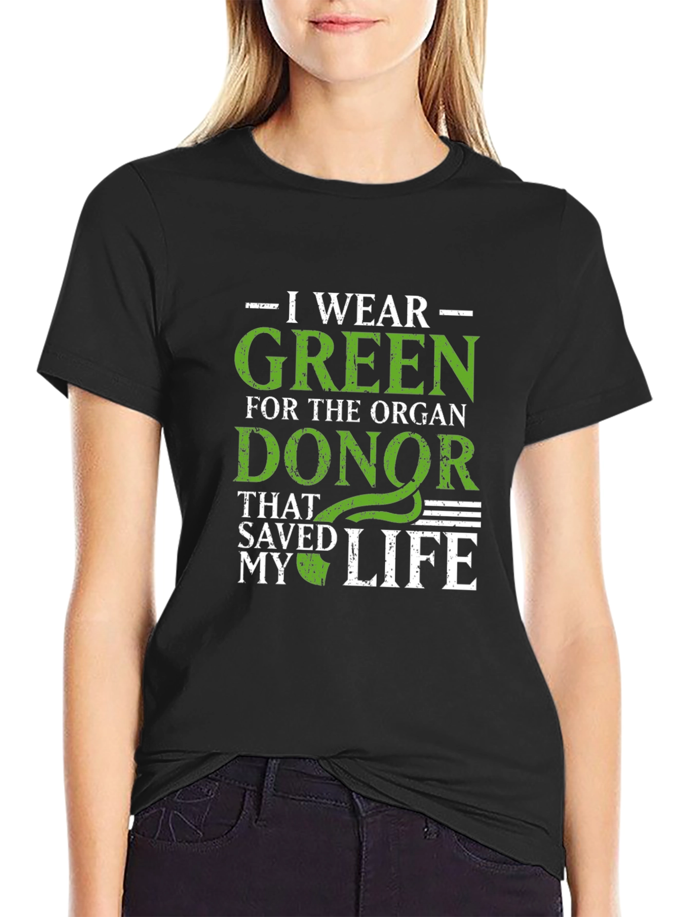 Organ Donor Awareness T-Shirt - Green Ribbon Design