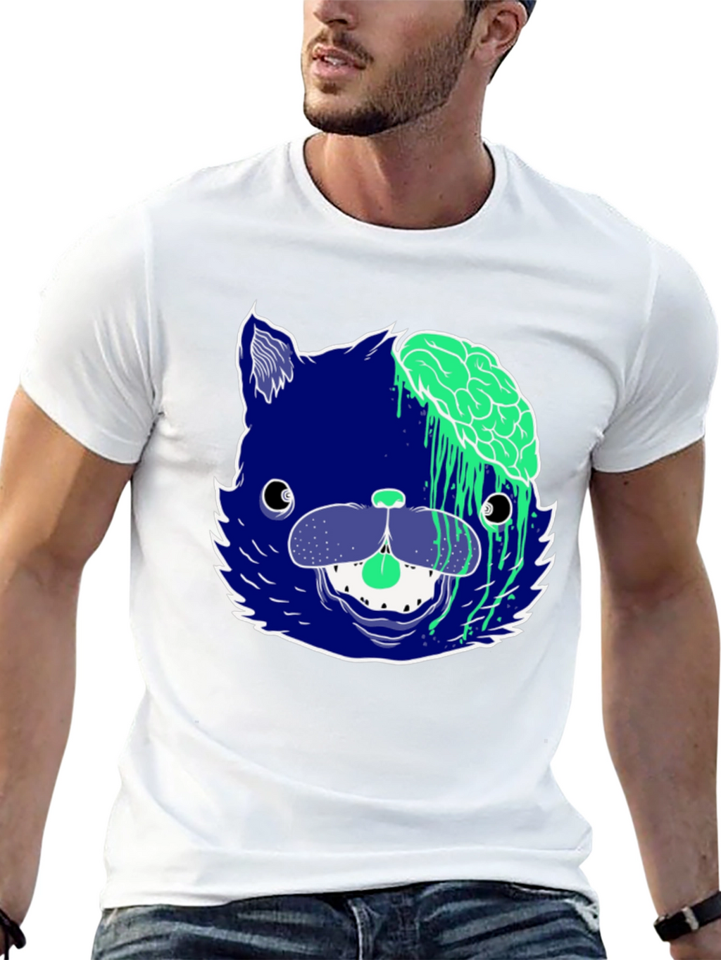 Zombie Cat Graphic Tee - Mens Black T-Shirt