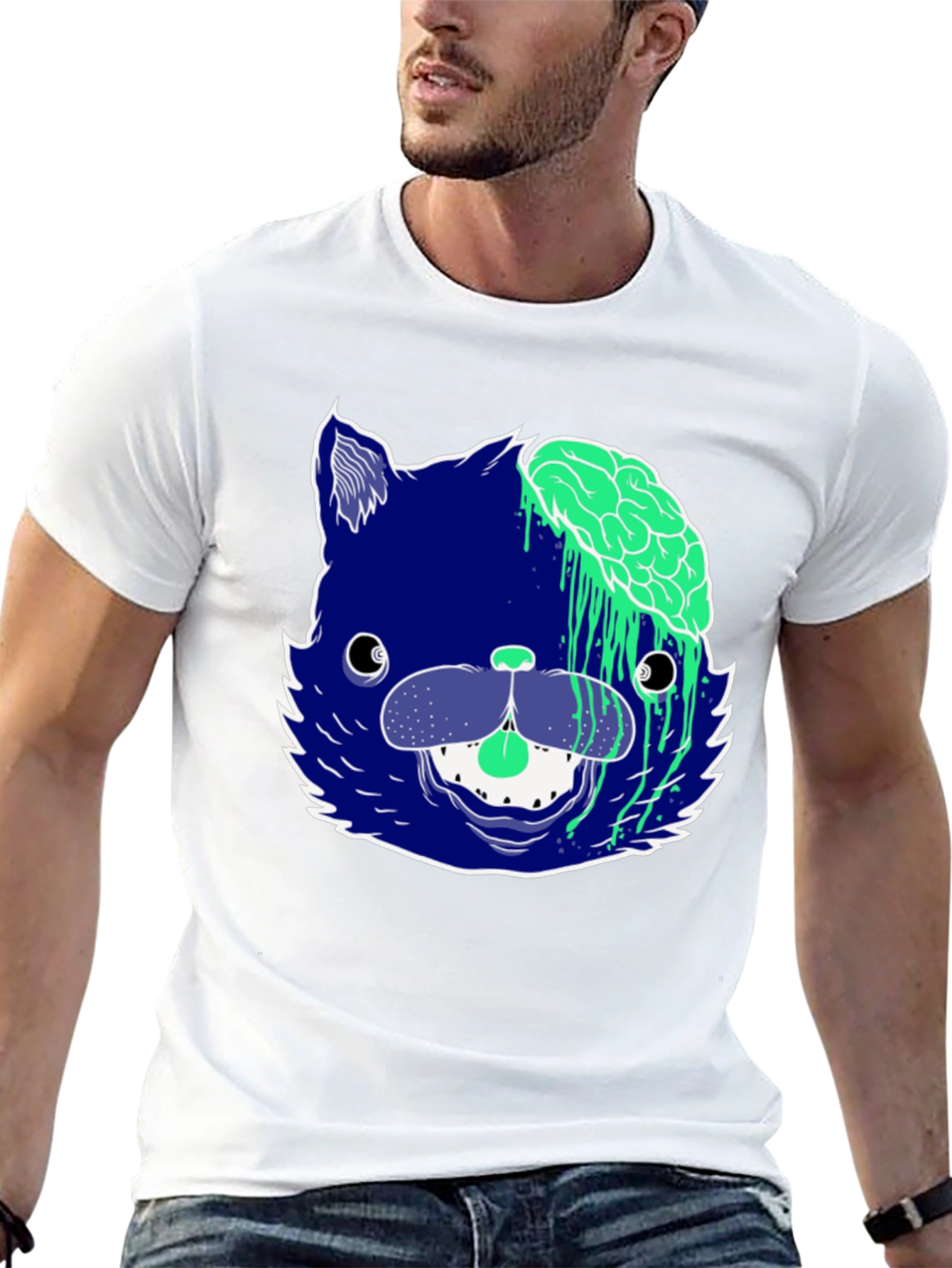 Zombie Cat Graphic Tee - Mens Black T-Shirt
