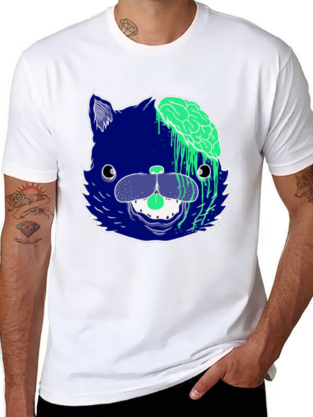 Zombie Cat Graphic Tee - Mens Black T-Shirt