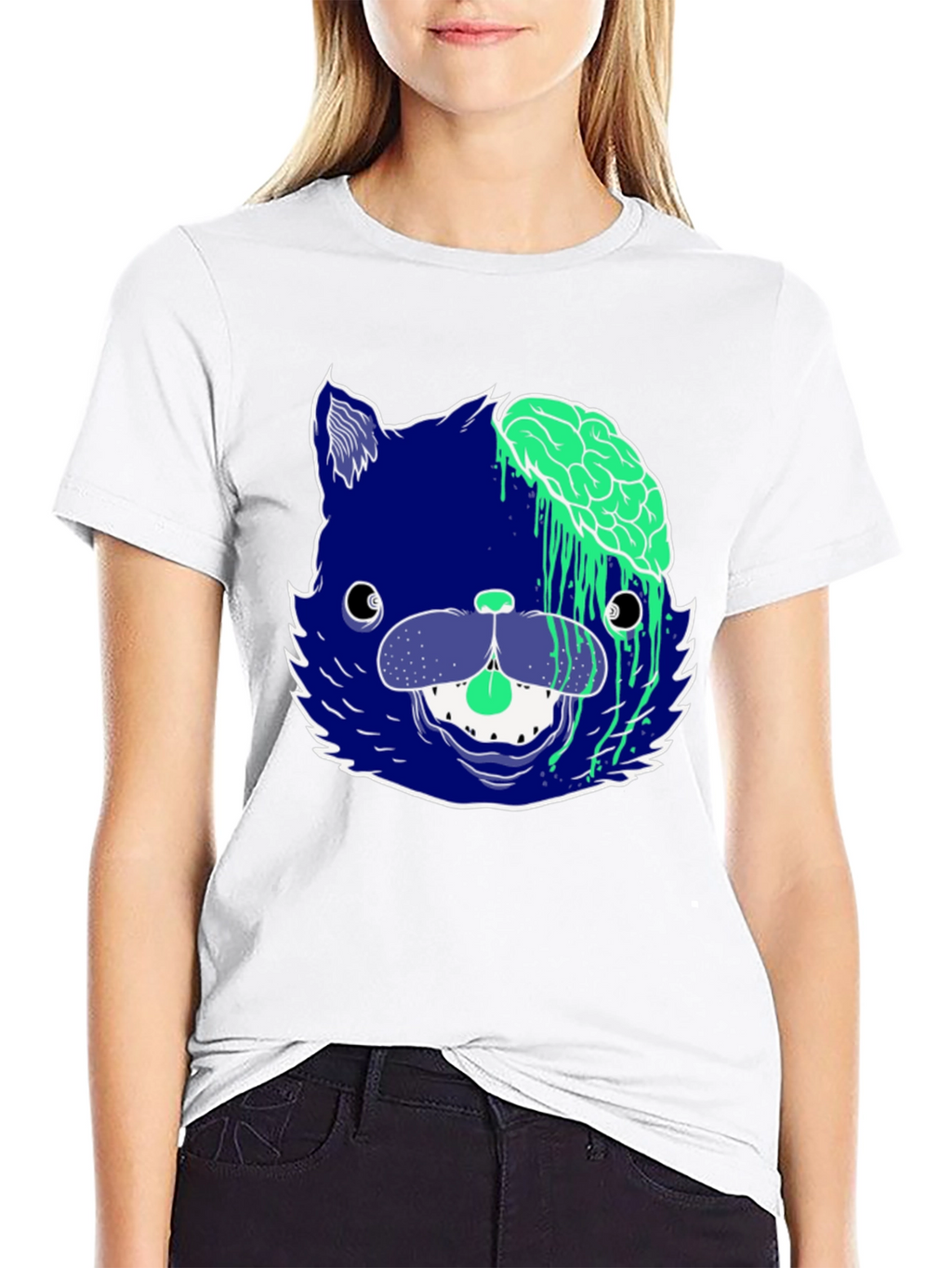Zombie Cat Graphic Tee - Mens Black T-Shirt