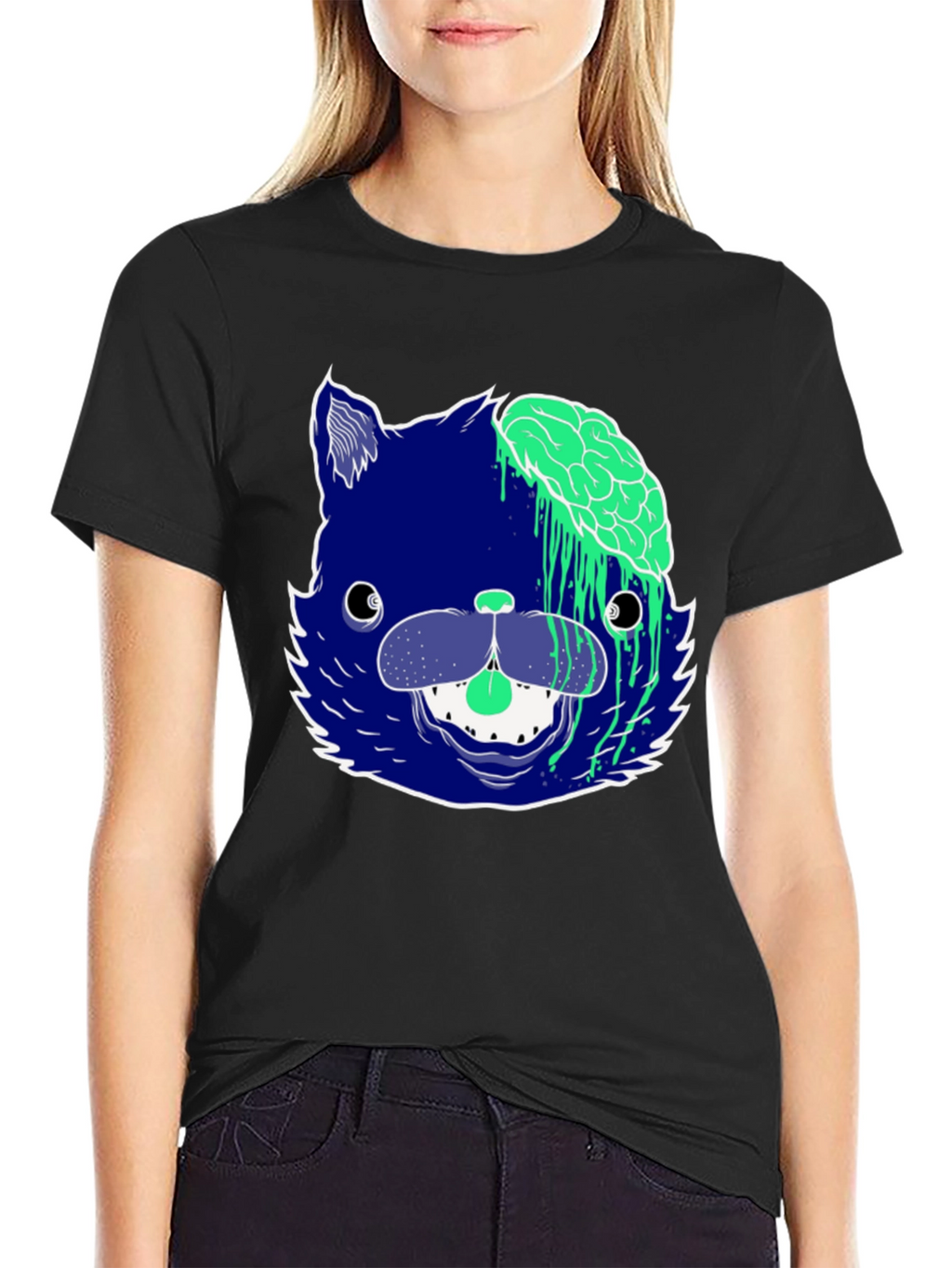 Zombie Cat Graphic Tee - Mens Black T-Shirt