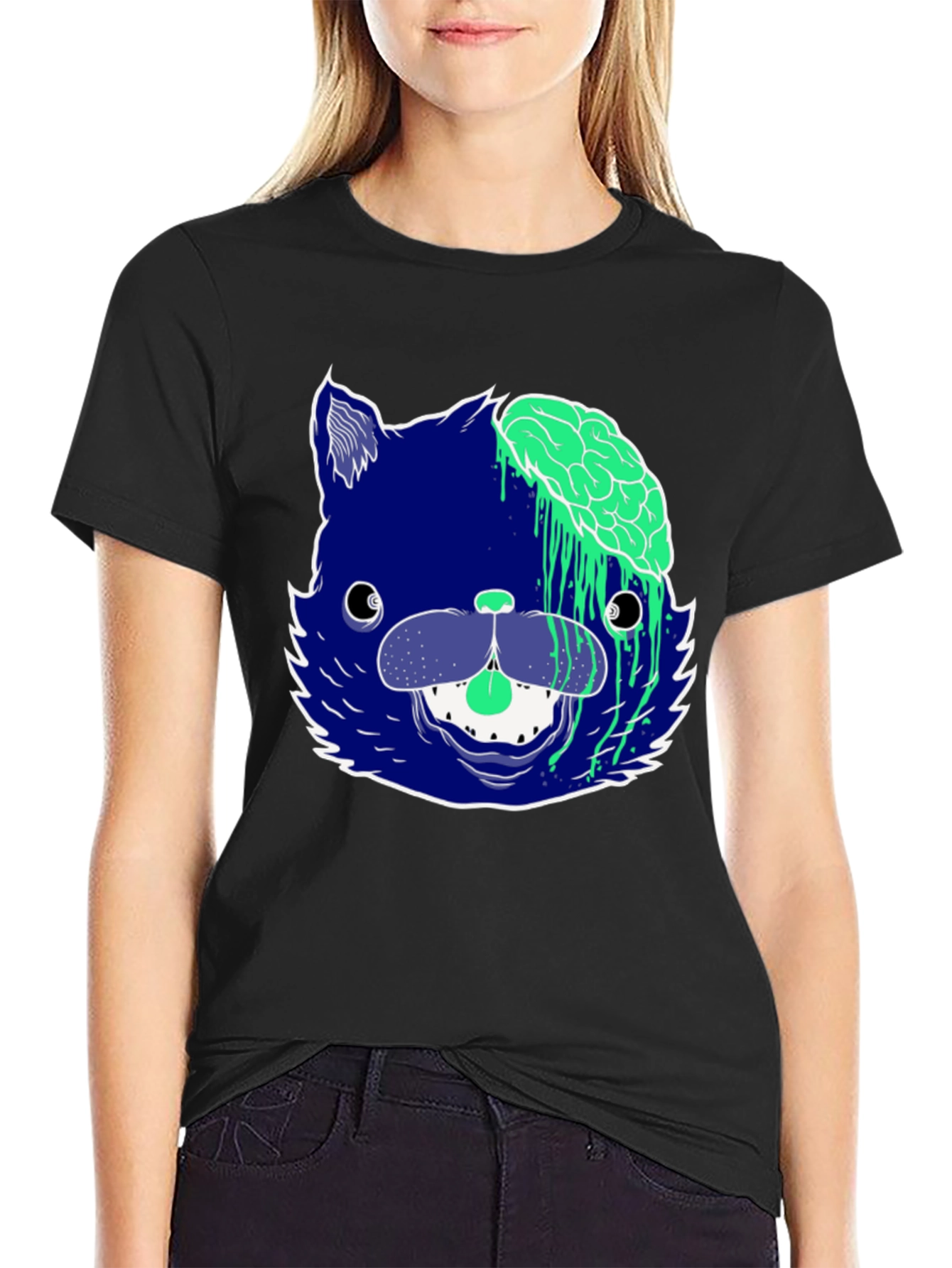 Zombie Cat Graphic Tee - Mens Black T-Shirt