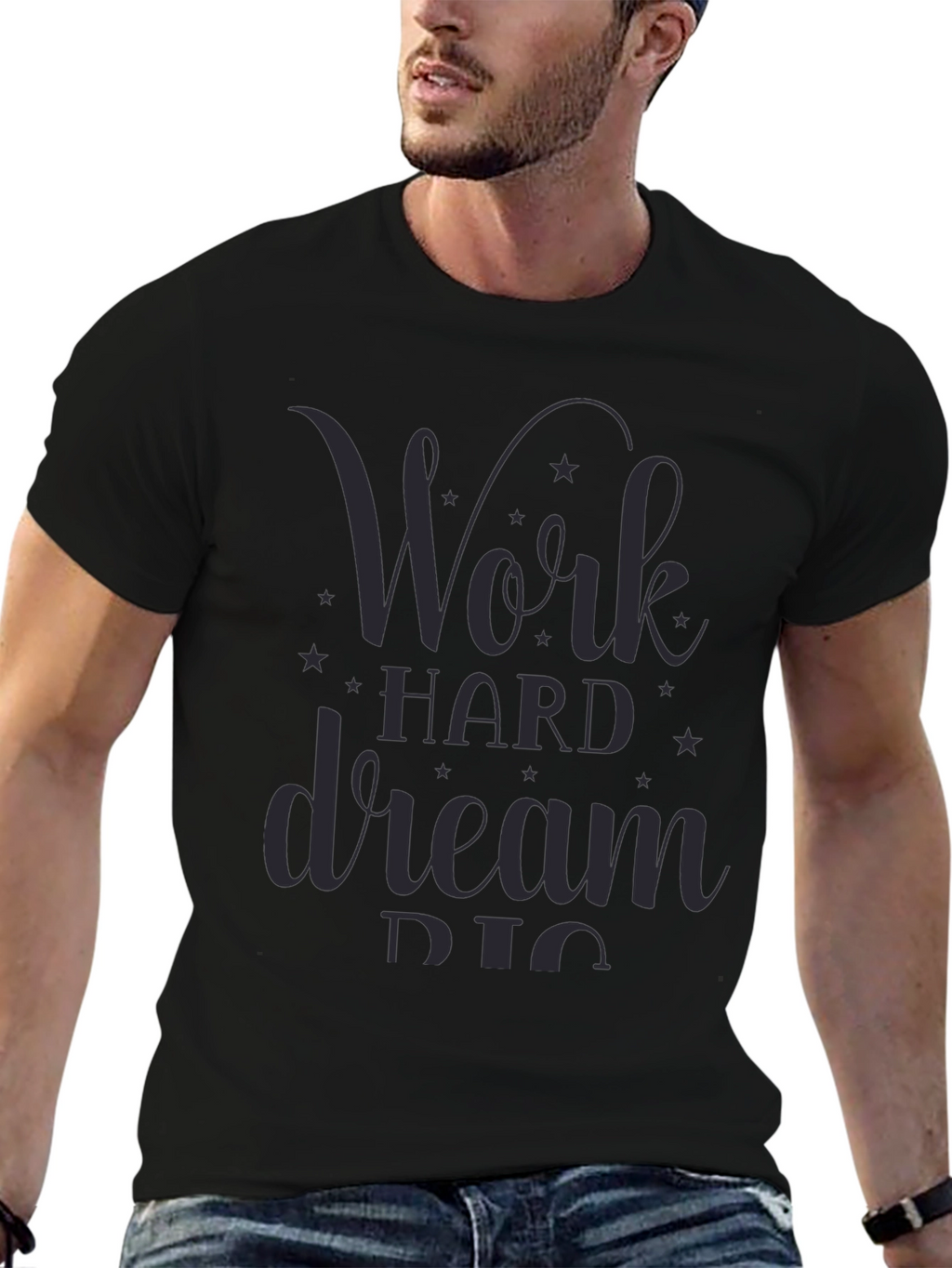 Work Hard Dream Big Graphic Tee - Black