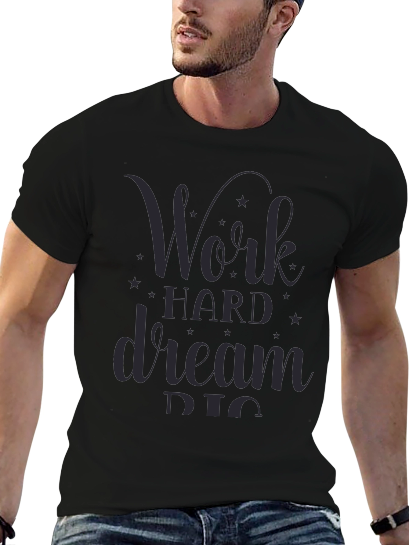 Work Hard Dream Big Graphic Tee - Black