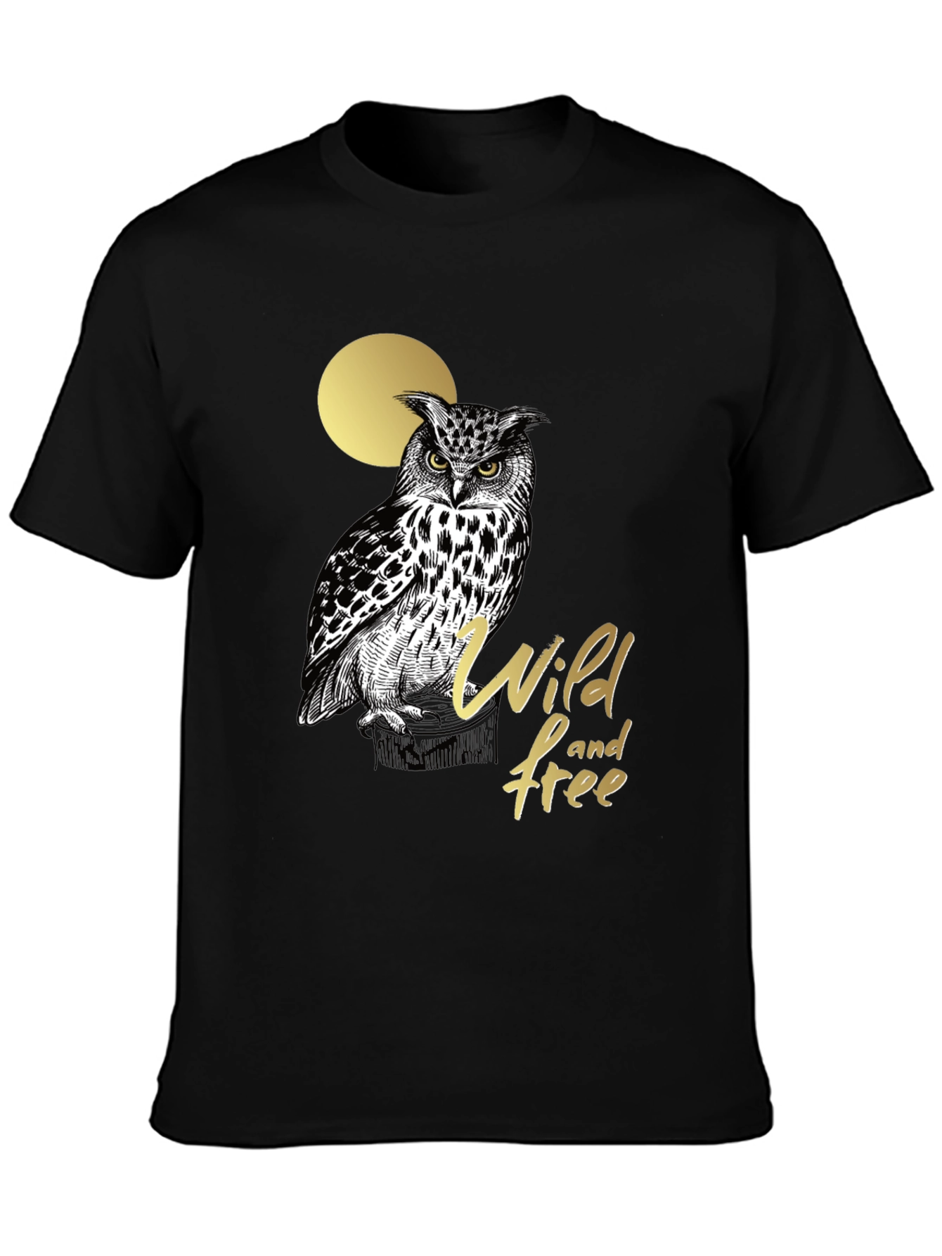 Wild and Free Owl Graphic Tee - Black
