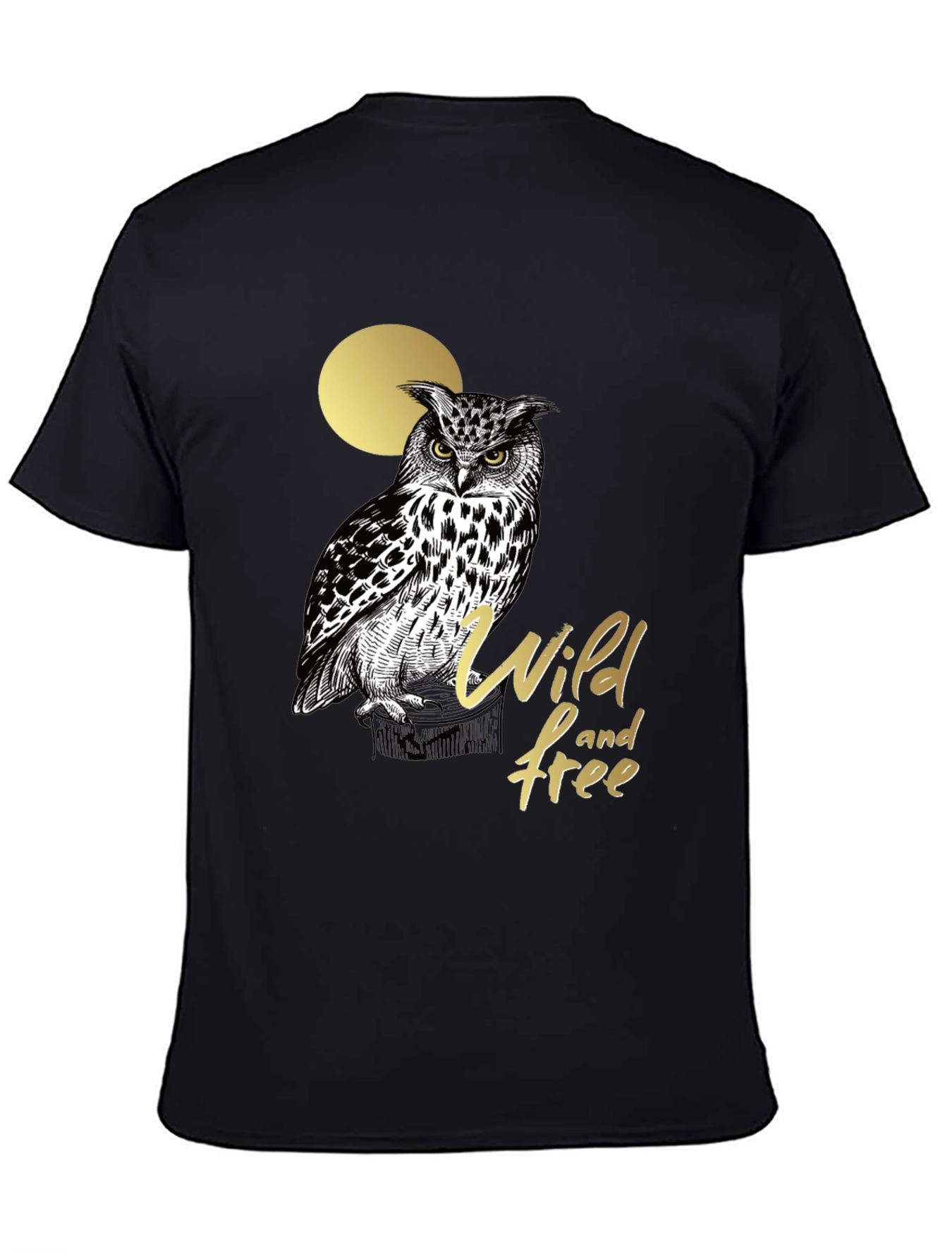 Wild and Free Owl Graphic Tee - Black