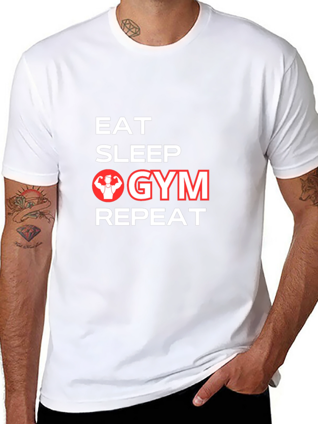 Eat Sleep Gym Repeat Graphic T-Shirt