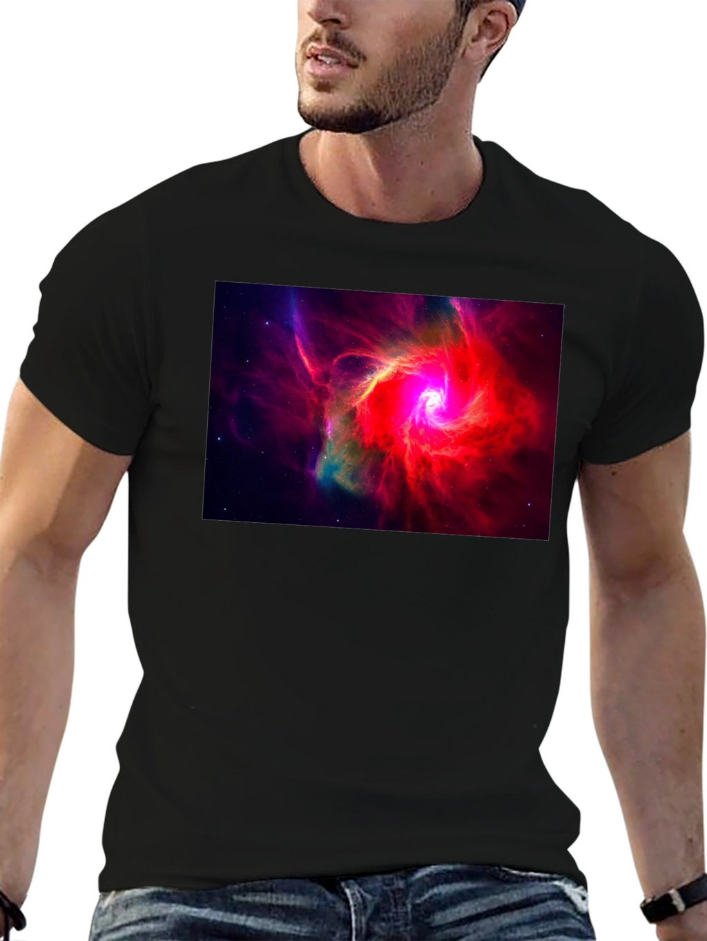Nebula Graphic Black T-Shirt - Space Art Tee