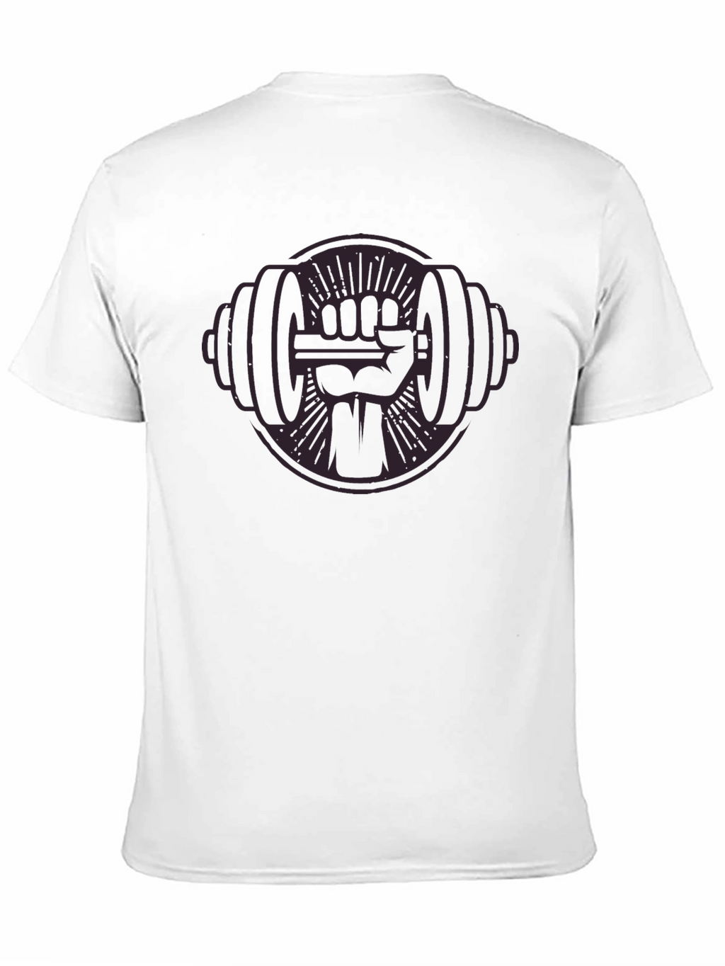 Black Graphic Tee: Fist Holding Barbell Design