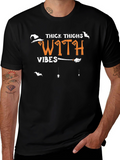 Thick Thighs Witch Vibes Halloween Graphic T-Shirt