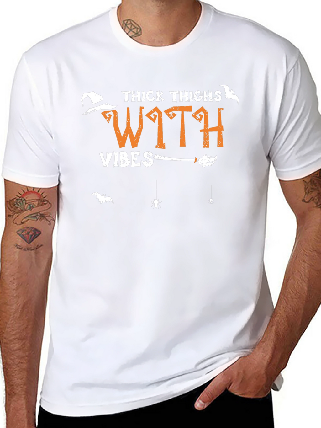 Thick Thighs Witch Vibes Halloween Graphic T-Shirt