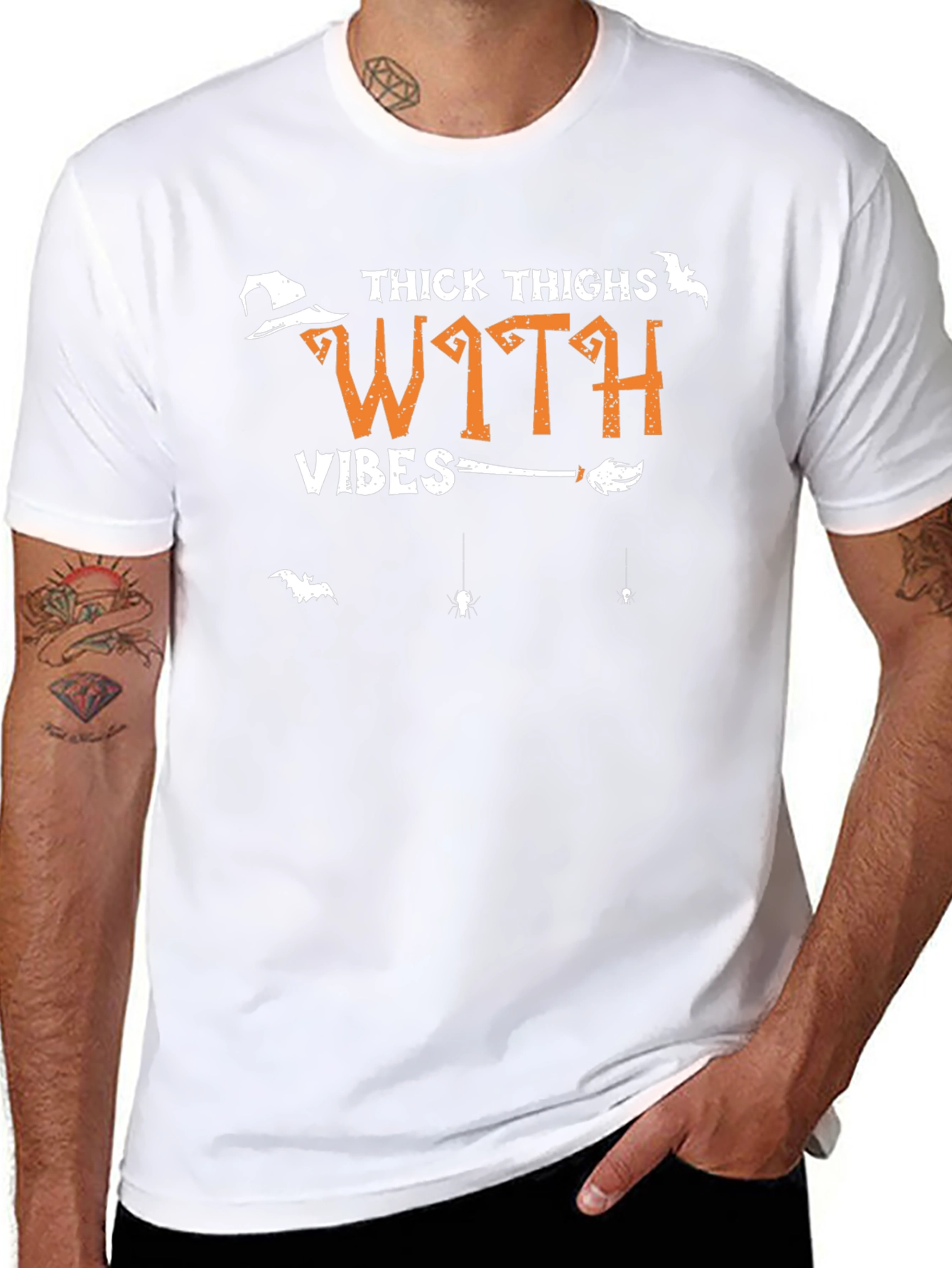 Thick Thighs Witch Vibes Halloween Graphic T-Shirt