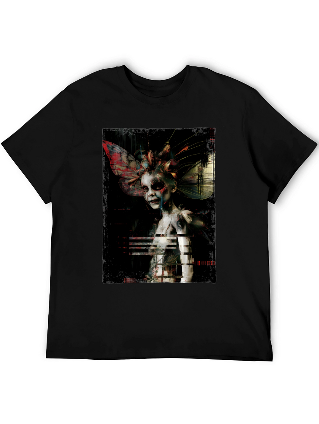 Unique Artistic Graphic Print Black T-Shirt
