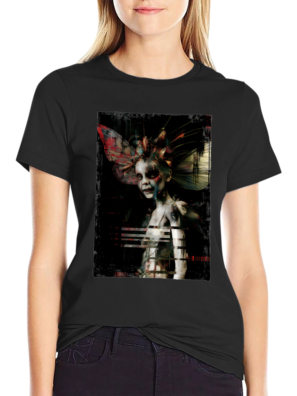Unique Artistic Graphic Print Black T-Shirt
