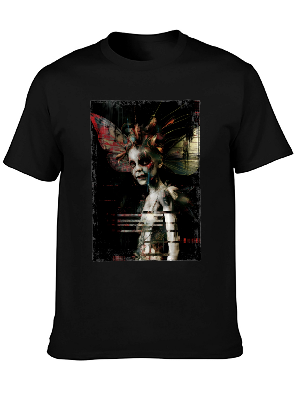 Unique Artistic Graphic Print Black T-Shirt