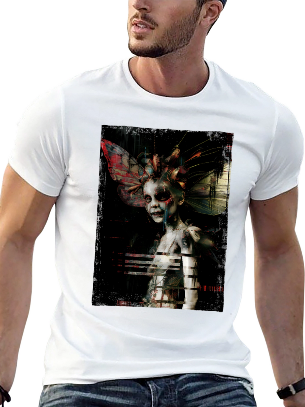 Unique Artistic Graphic Print Black T-Shirt
