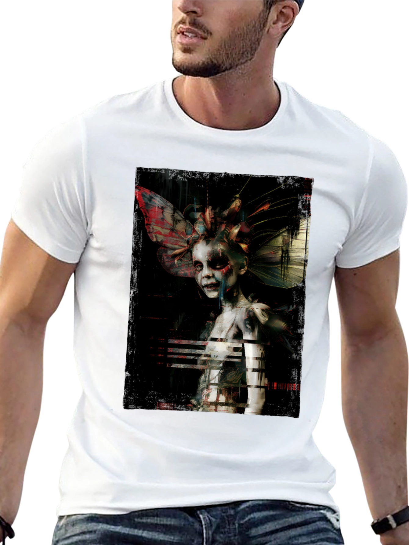 Unique Artistic Graphic Print Black T-Shirt