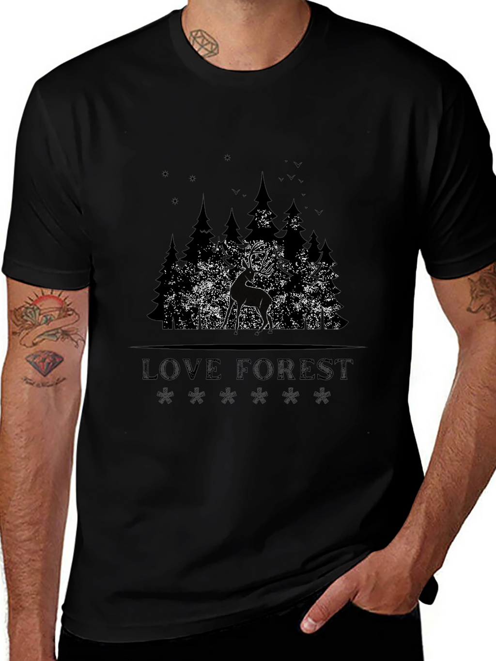 Love Forest Deer Graphic T-Shirt