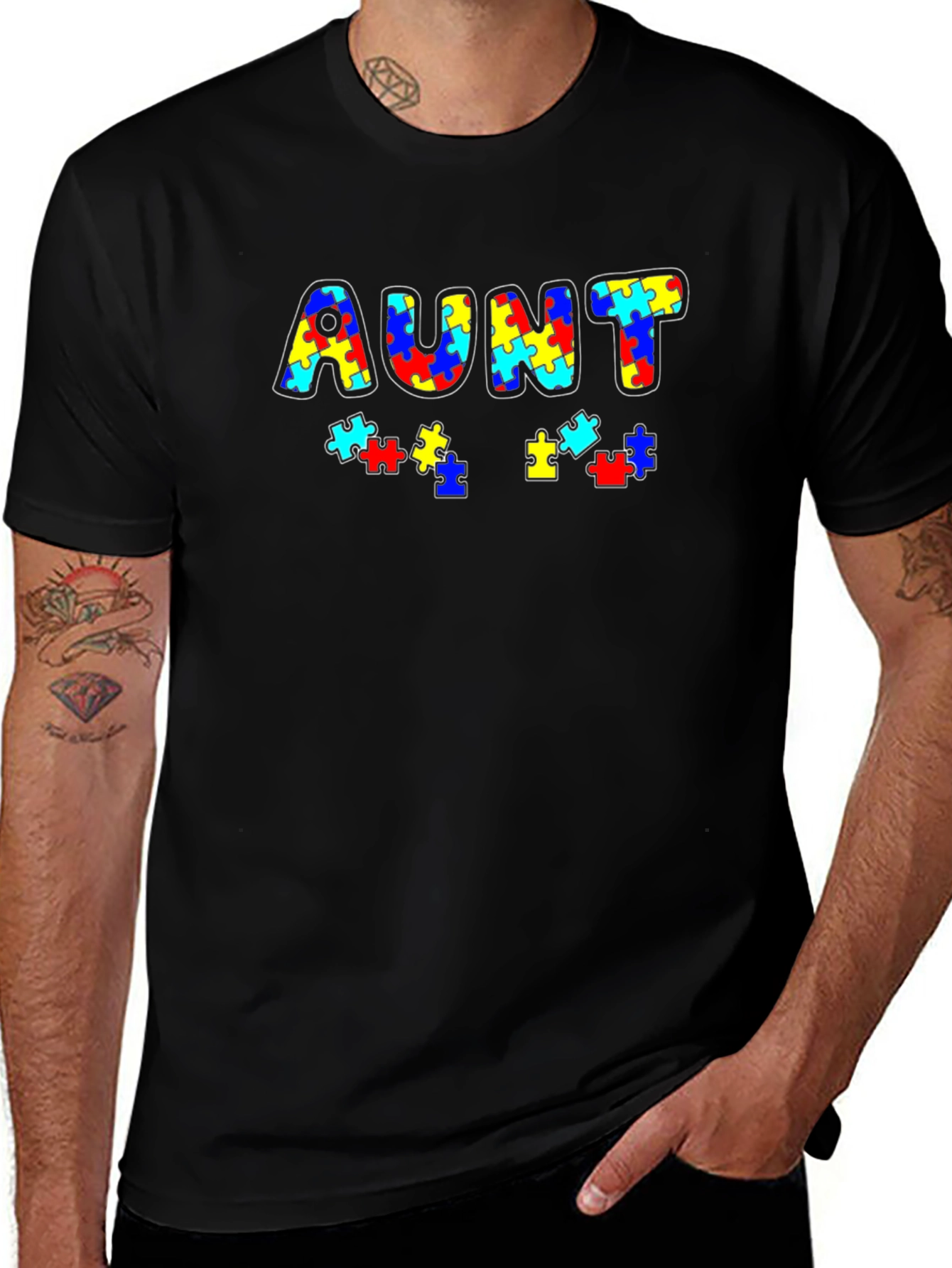 Autism Awareness Aunt Puzzle Piece T-Shirt