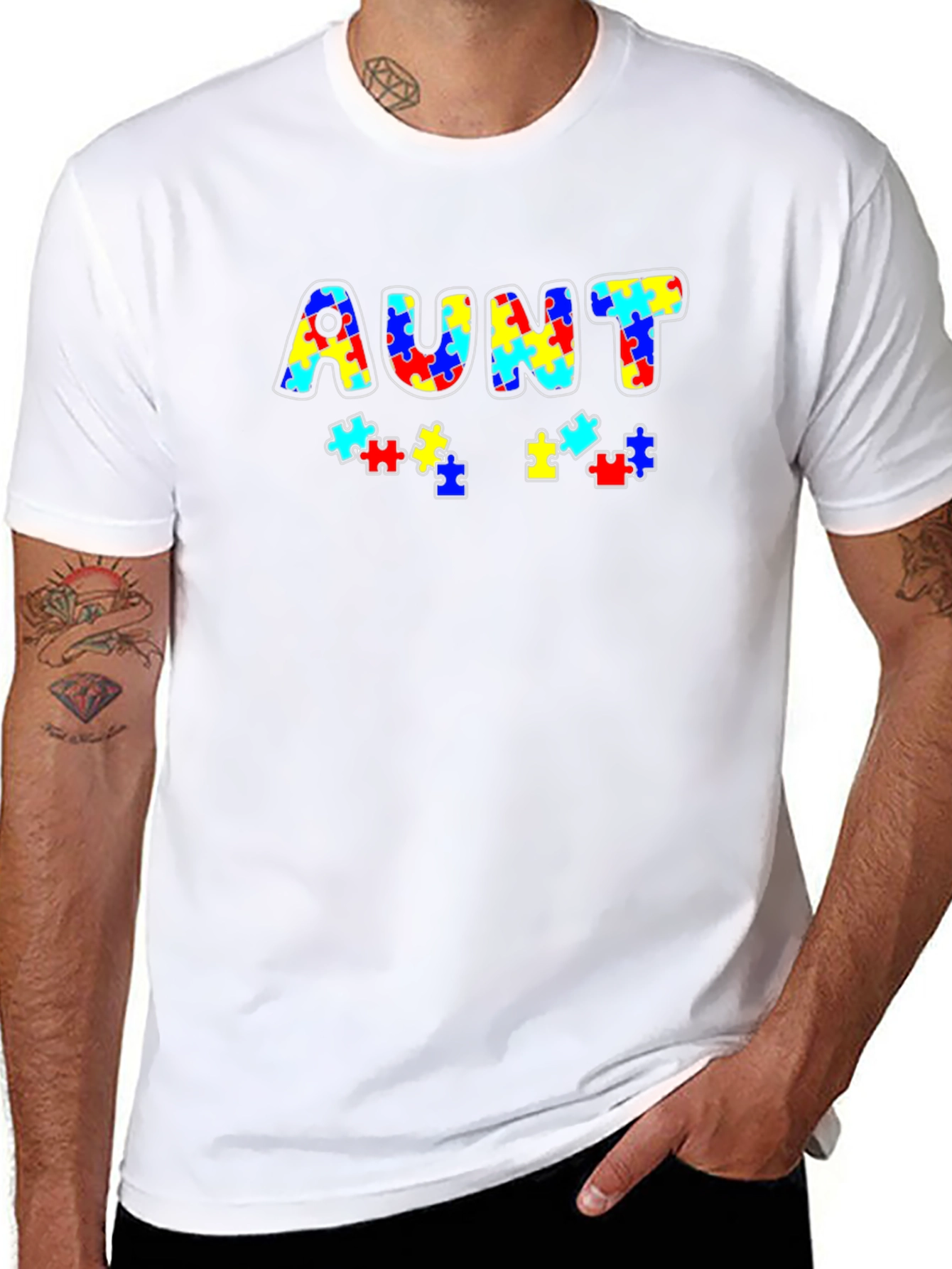 Autism Awareness Aunt Puzzle Piece T-Shirt