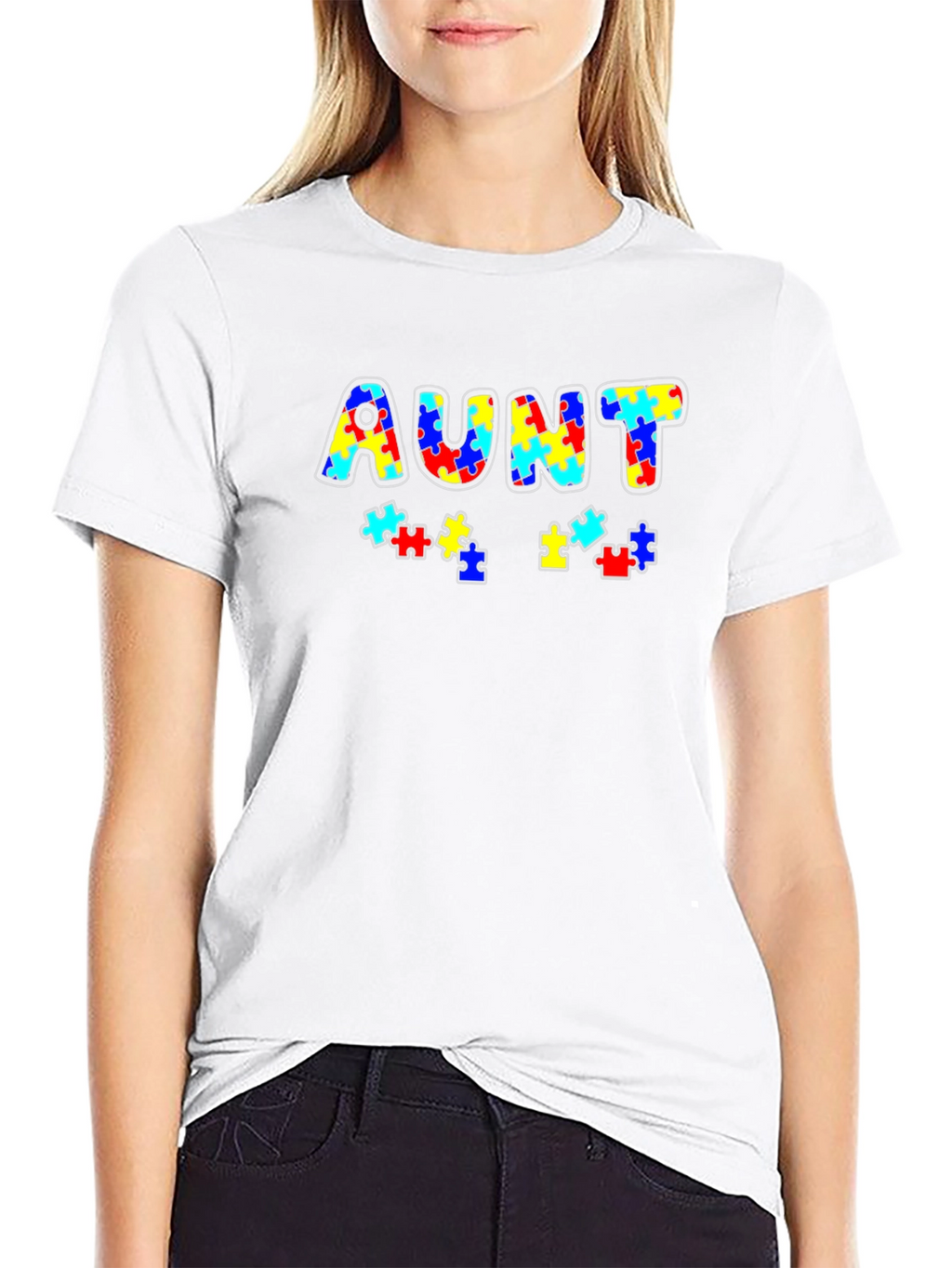 Autism Awareness Aunt Puzzle Piece T-Shirt