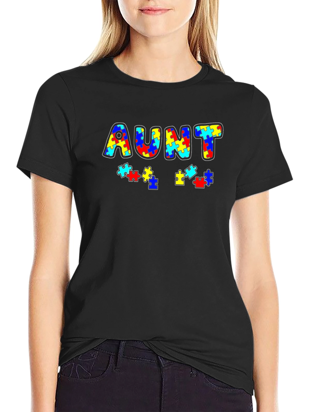Autism Awareness Aunt Puzzle Piece T-Shirt