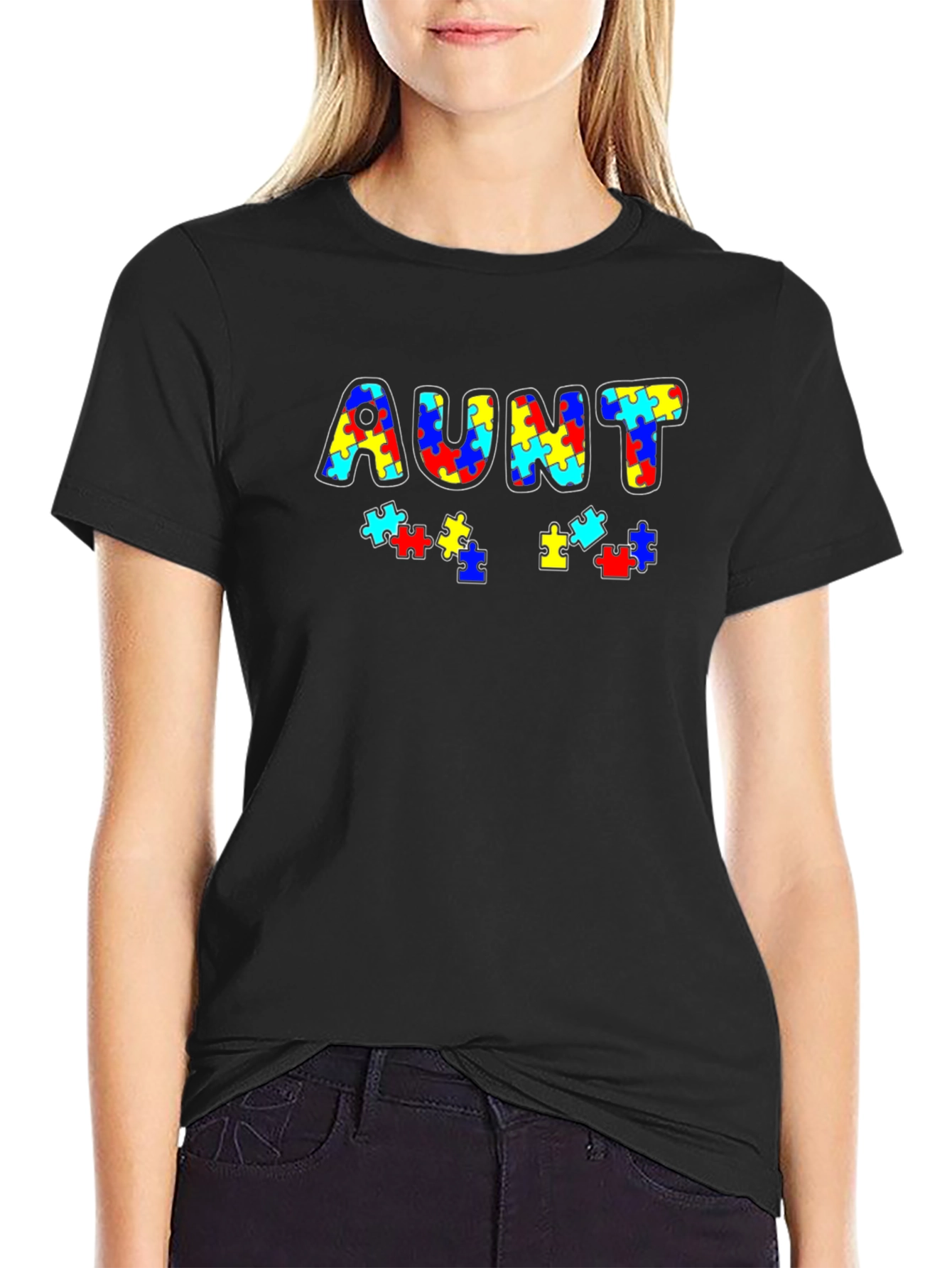 Autism Awareness Aunt Puzzle Piece T-Shirt