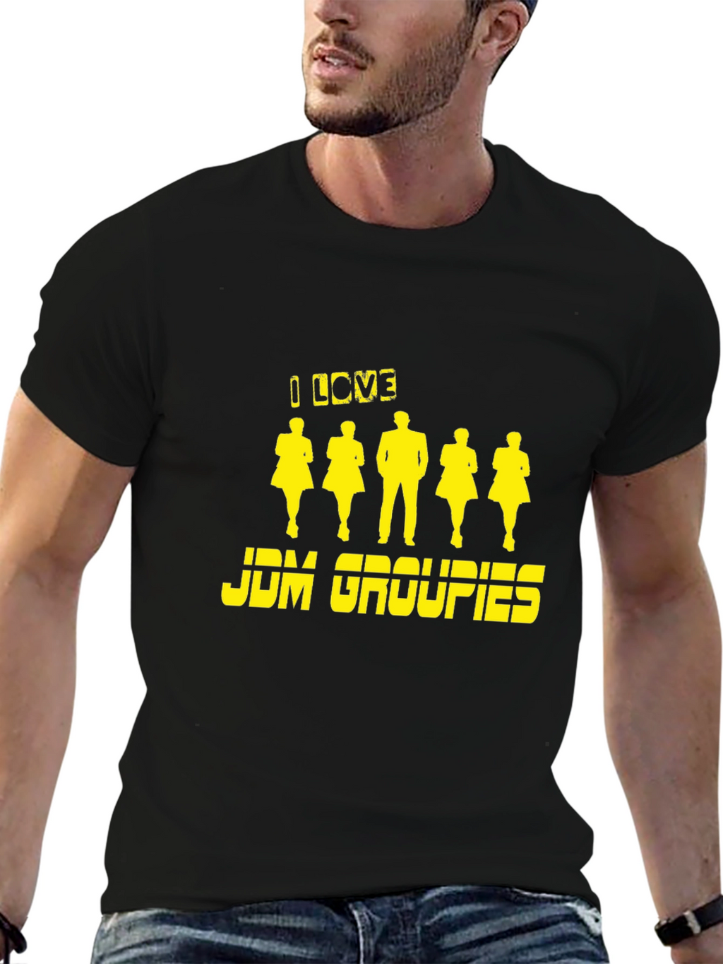I Love JDM Groupies Black Graphic T-Shirt