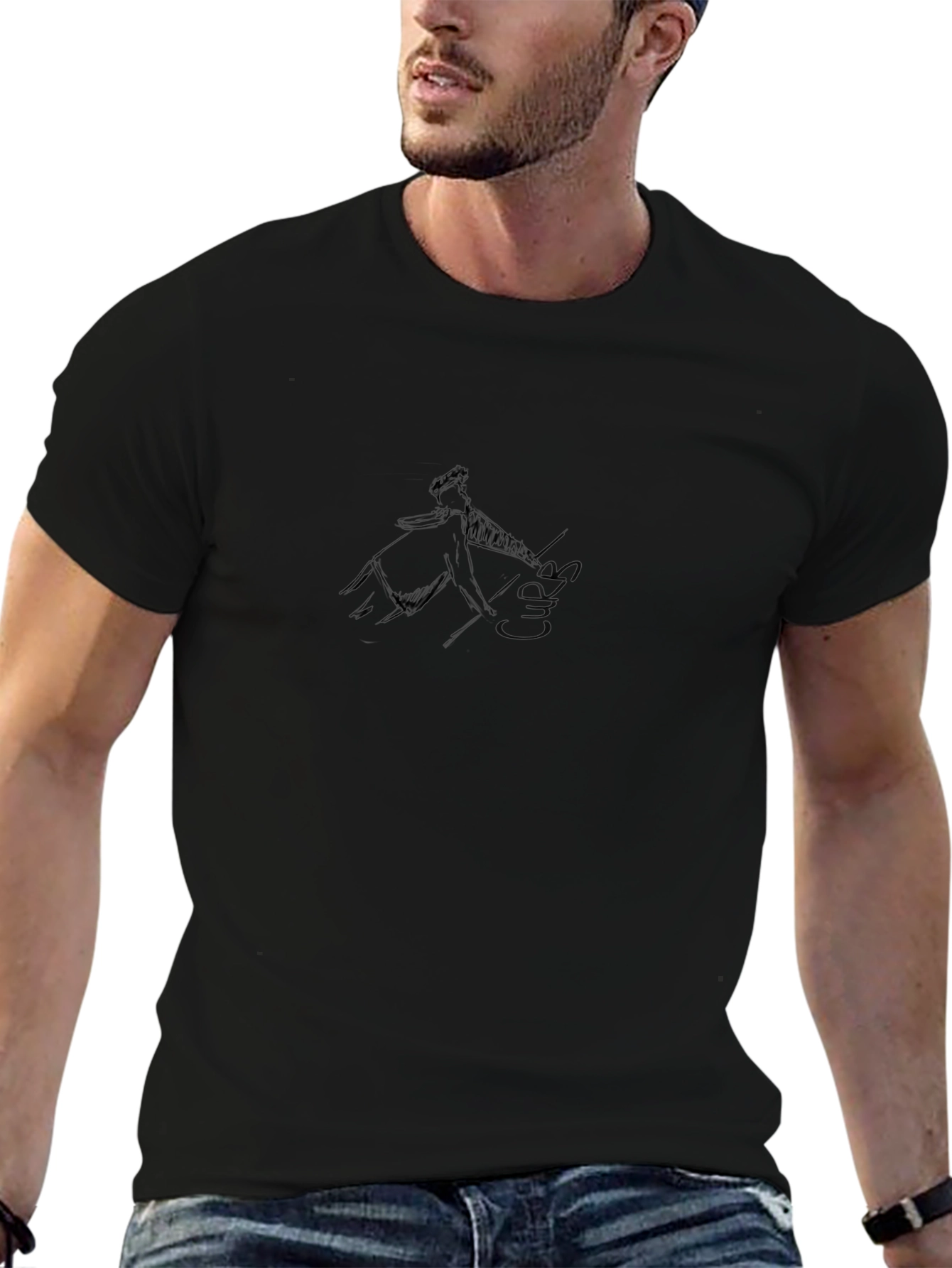 Mens Black Graphic Tee - Abstract Design