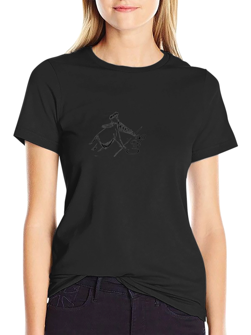 Mens Black Graphic Tee - Abstract Design